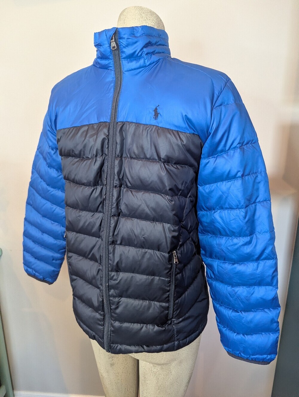 POLO RALPH LAUREN Kids Long Sleeve Down Blue Puffer Jacket Size 14/16 Youth
